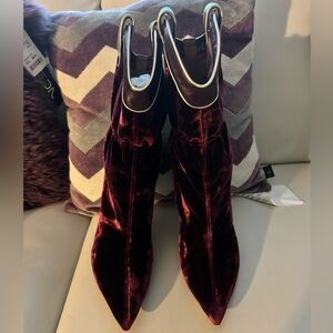 Malone Burgundy/wine velvet high heelboots